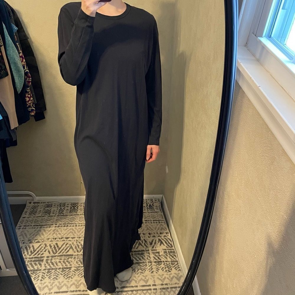 The GREAT. Long Sleeve Maxi Dress in Black 2
